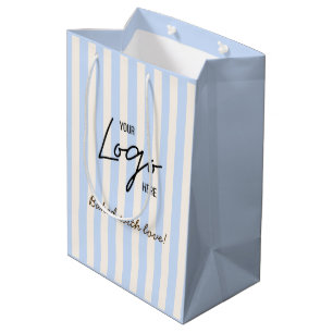 Cute Stripes Bakery Cafe Logo Baked With Love Medium Gift Bag