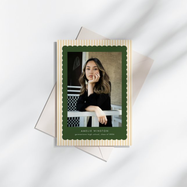 Cute Stripes Scallops Border Grad Announcement (Creator Uploaded)