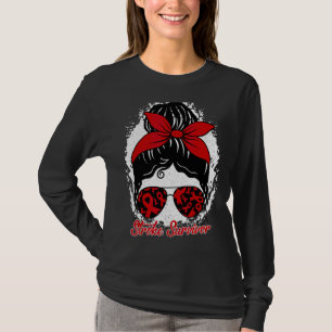 Cute Stroke Survivor Awareness Red Ribbon Brain At T-Shirt