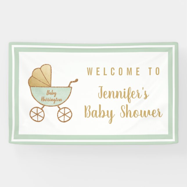 Cute Stroller Baby Shower Welcome Banner (Horizontal)