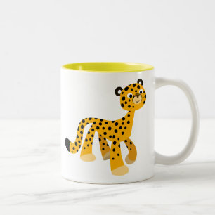 Cute Strolling Cartoon Cheetah Two-Tone Coffee Mug