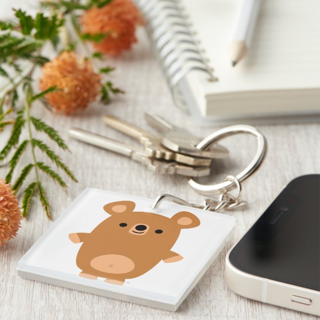 Cute Strong Cartoon Bear Acrylic Keychain (Front Right)
