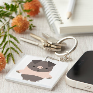Cute Strong Cartoon Pig Acrylic Keychain