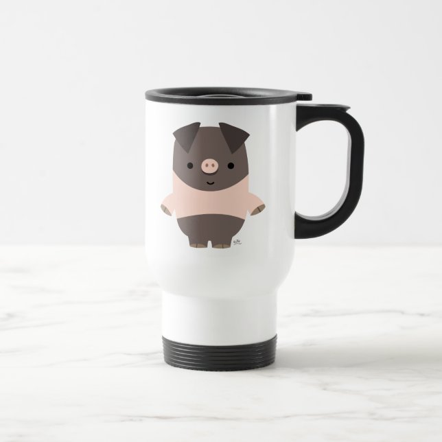 Cute Strong Cartoon Pig Commuter Mug (Right)