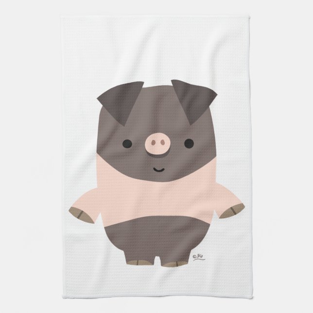 Cute Strong Cartoon Pig Kitchen Towel (Vertical)