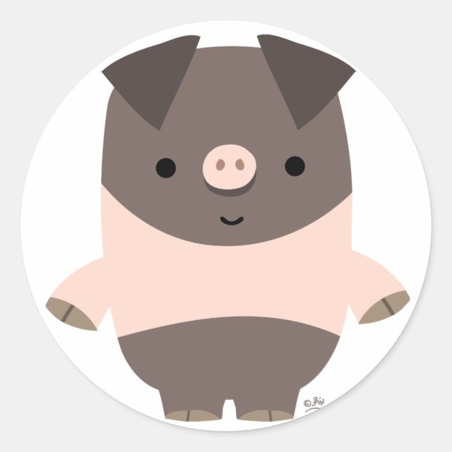 Cute Strong Cartoon Pig Sticker (Front)