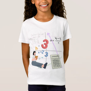 Cute Student Studying Mathematics Illustration" T-Shirt