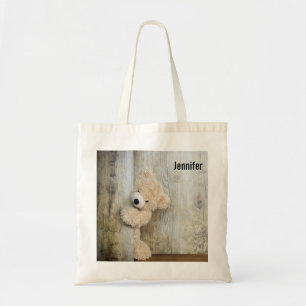 Cute Stuffed Bear Rustic Wooden Backdrop Tote Bag