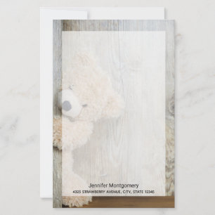 Cute Stuffed Bear Rustic Wooden Wall