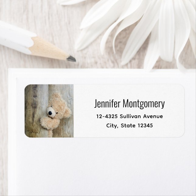  Cute Stuffed Bear Rustic Wooden Wall (Insitu)