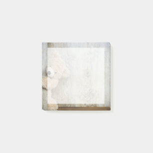 Cute Stuffed Bear Rustic Wooden Wall Post-it Notes
