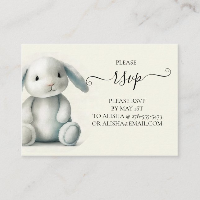 CUTE STUFFED BUNNY RSVP CARD (Front)