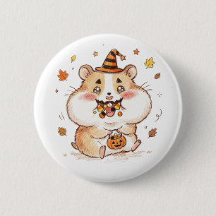 Cute Stuffed Cheeks Halloween Hamster Trick or Tre 6 Cm Round Badge
