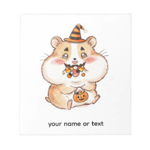 Cute Stuffed Cheeks Halloween Hamster Trick or Tre Notepad