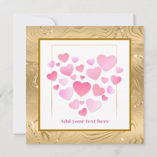 Cute Style Pink Hearts Romantic Valentine's Day Card (Front)
