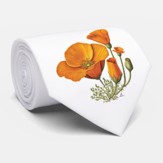Cute Style Vintage California Poppy Flower Tie