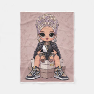 Cute Stylised Chibi Girl In Sneakers Fleece Blanke Blanket