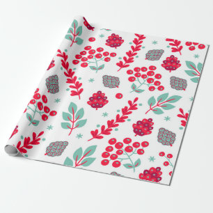 Cute stylised Christmas foliage pattern Wrapping Paper