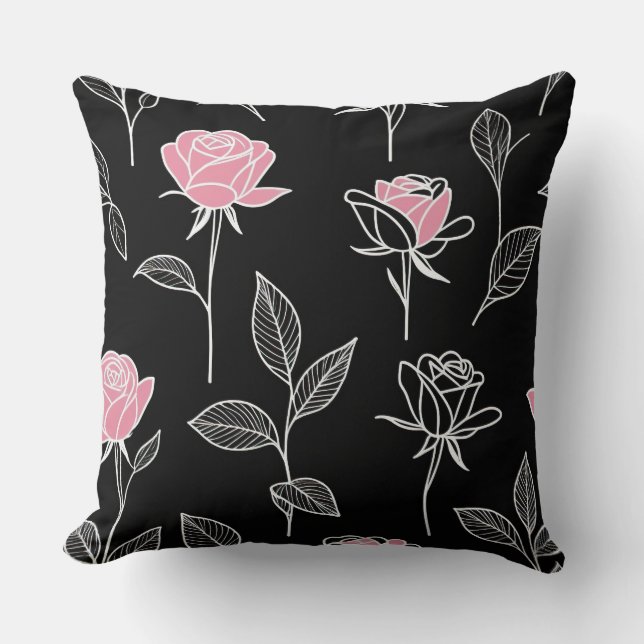 Cute Stylised Roses Cushion (Front)