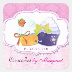 Cute Stylish Bakery Cupcakes Business Label