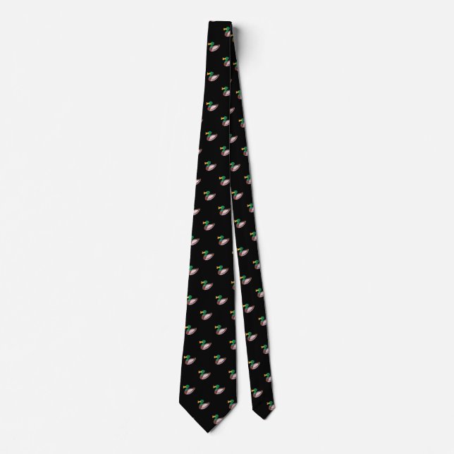 Cute Stylish Black Wild Duck Seamless Pattern Tie (Front)