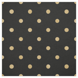 Cute Stylish Classic Black Gold Polka Dot Pattern Fabric