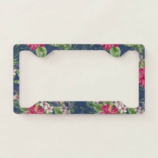 Cute Stylish Colours Tropical Hawaii Floral Licence Plate Frame