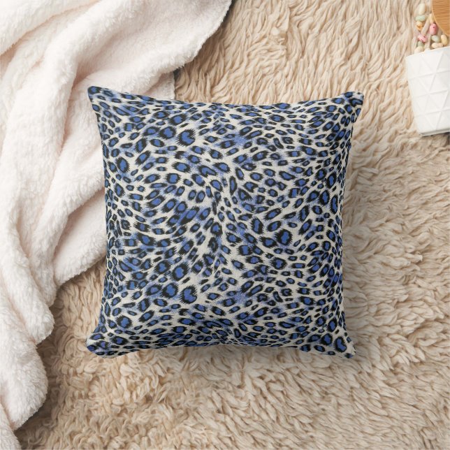 Cute Stylish Elegant Blue Leopard Animal Print  Cushion (Blanket)