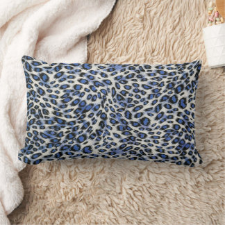 Cute Stylish Elegant Blue Leopard Animal Print  Lumbar Cushion