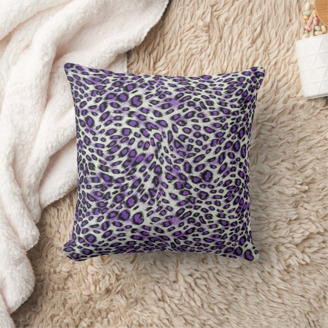 Cute Stylish Elegant Purple Leopard Animal Print  Cushion (Blanket)