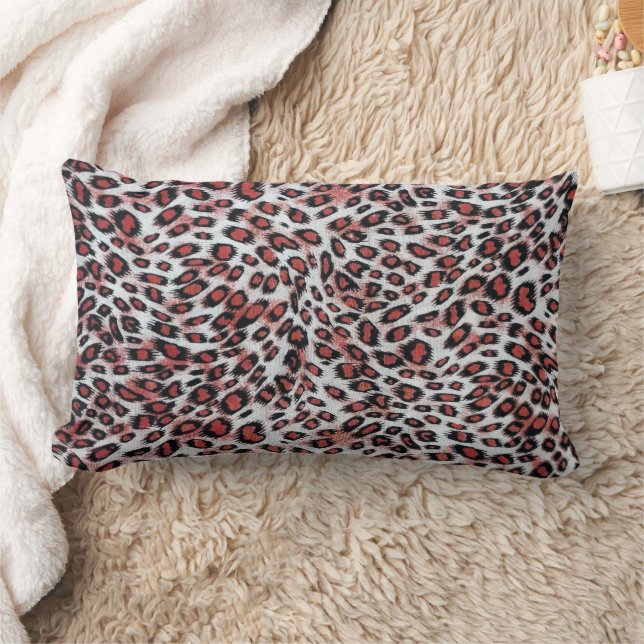 Cute Stylish Elegant Red Leopard Animal Print  Lumbar Cushion (Blanket)