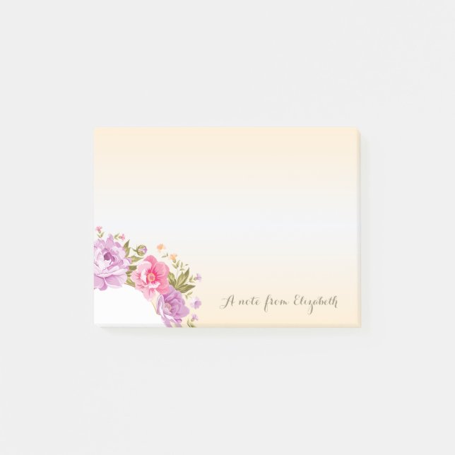 Cute Stylish Floral -Personalised Post-it Notes (Front)
