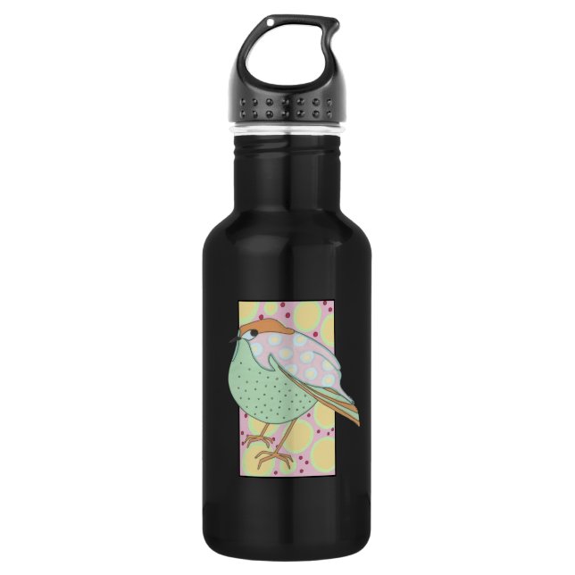 Cute Stylish Framed Pastel Songbird 532 Ml Water Bottle (Front)