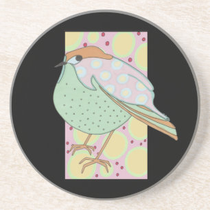 Cute Stylish Framed Pastel Songbird Coaster