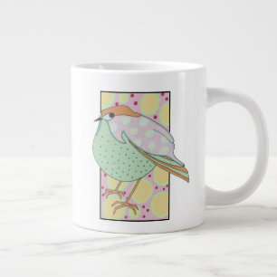 Cute Stylish Framed Pastel Songbird Large Coffee Mug