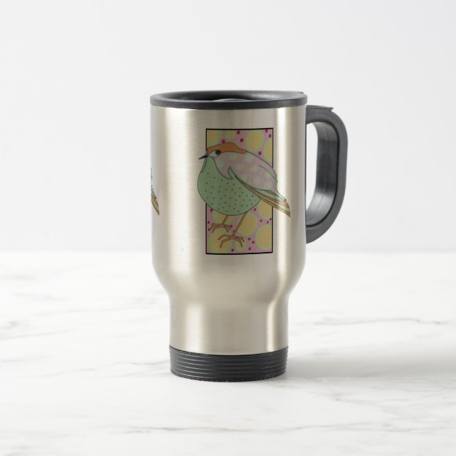 Cute Stylish Framed Pastel Songbird Travel Mug (Front Right)