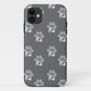 Cute stylish paw pattern on dark grey iPhone 11 case
