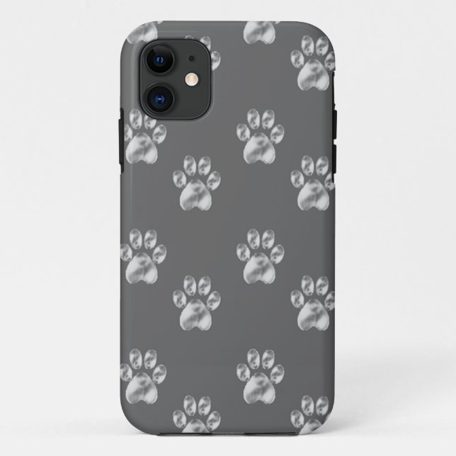 Cute stylish paw pattern on dark grey Case-Mate iPhone case (Back)