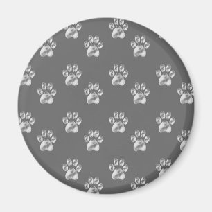 Cute stylish paw pattern on dark grey magnet