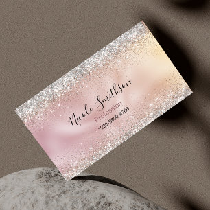 Cute stylish rose gold faux glitter monogram 	Magnetic business card