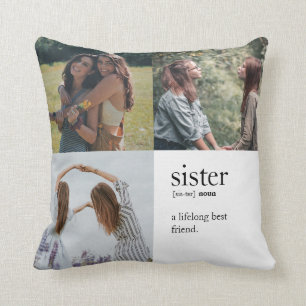 Cute Stylish Sister Best Friend Photo Collage Cushion