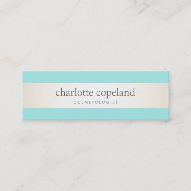 Cute Stylish Stripe Turquoise Hair &  Beauty Mini Business Card (Front)