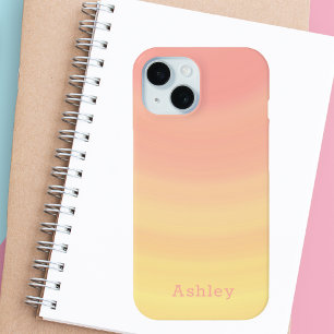 Cute Stylish Trendy Pink and Yellow Girly iPhone 15 Case