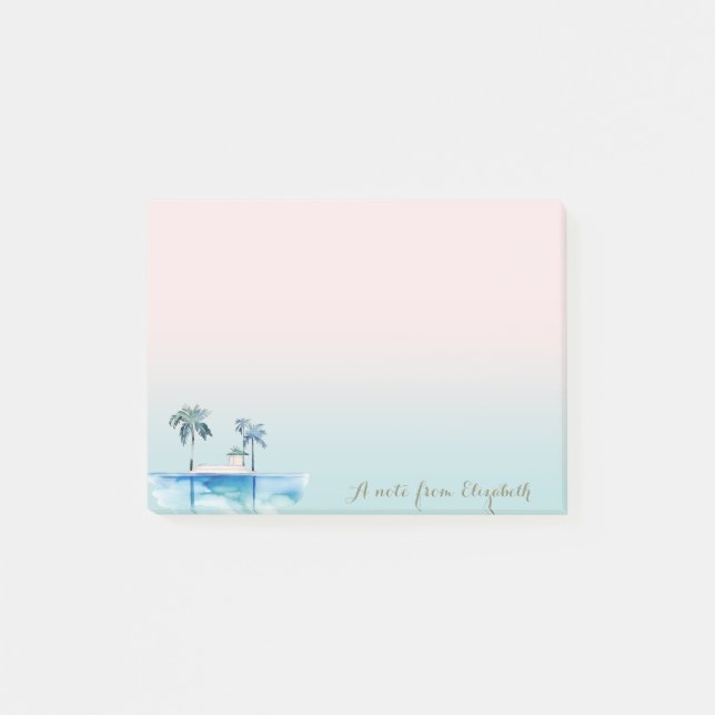 Cute Stylish Tropical, Palms,Ocean Post-it Notes (Front)