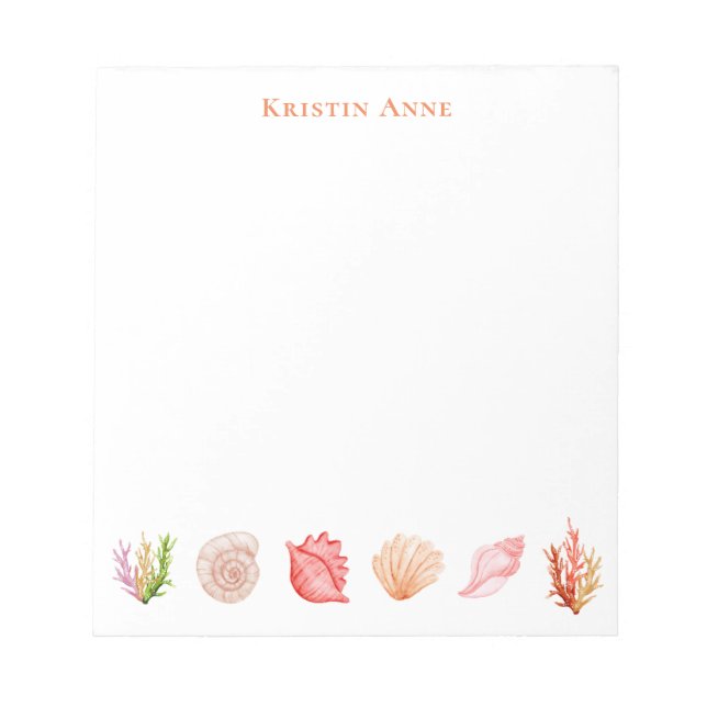 Cute Stylish Unique Colourful Pretty Sea Shells Notepad (Front)