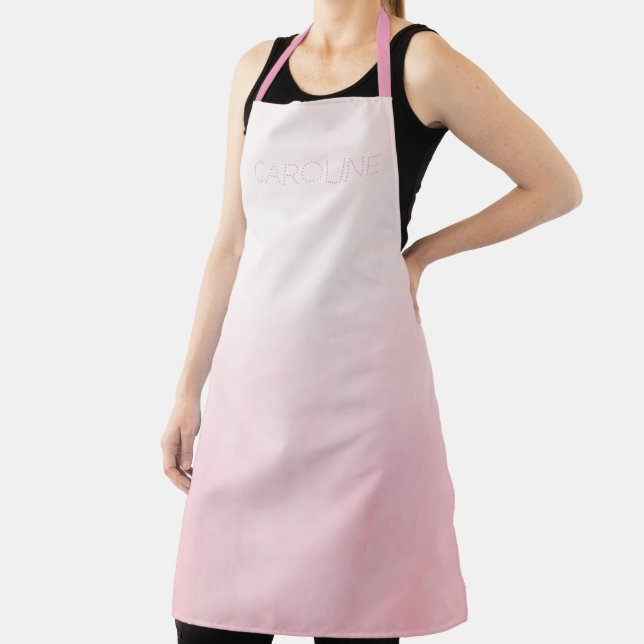 Cute Stylish Watercolor Pink Ombre effect Custom Apron (Insitu)