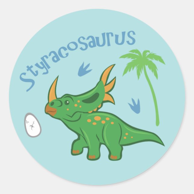 Cute Styracosaurus Classic Round Sticker (Front)