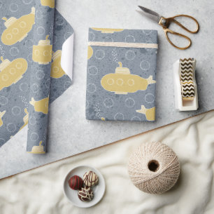 Cute Submarine Boys Nautical Baby Shower Wrapping Paper