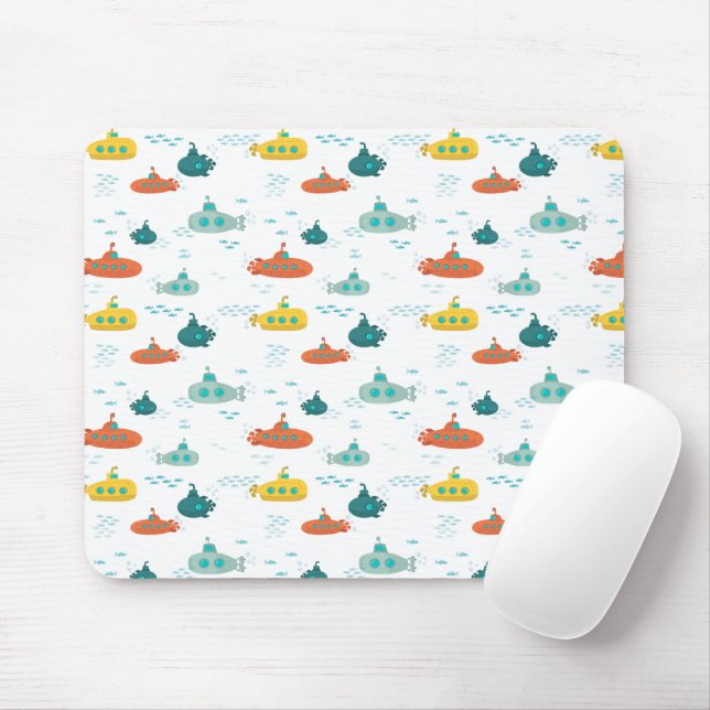 Cute Submarine Nautical Deep Sea Fish Kids Mouse Mat (With Mouse)