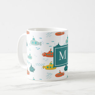 Cute Submarine Nautical Deep Sea Fish Pattern Coffee Mug